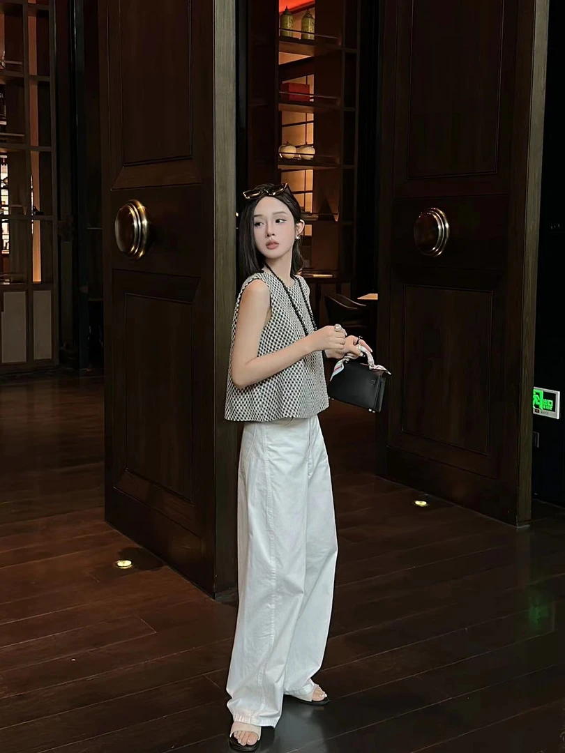 MOMOSOLO•白湾•夏季显瘦百搭阔腿弯刀裤M9001