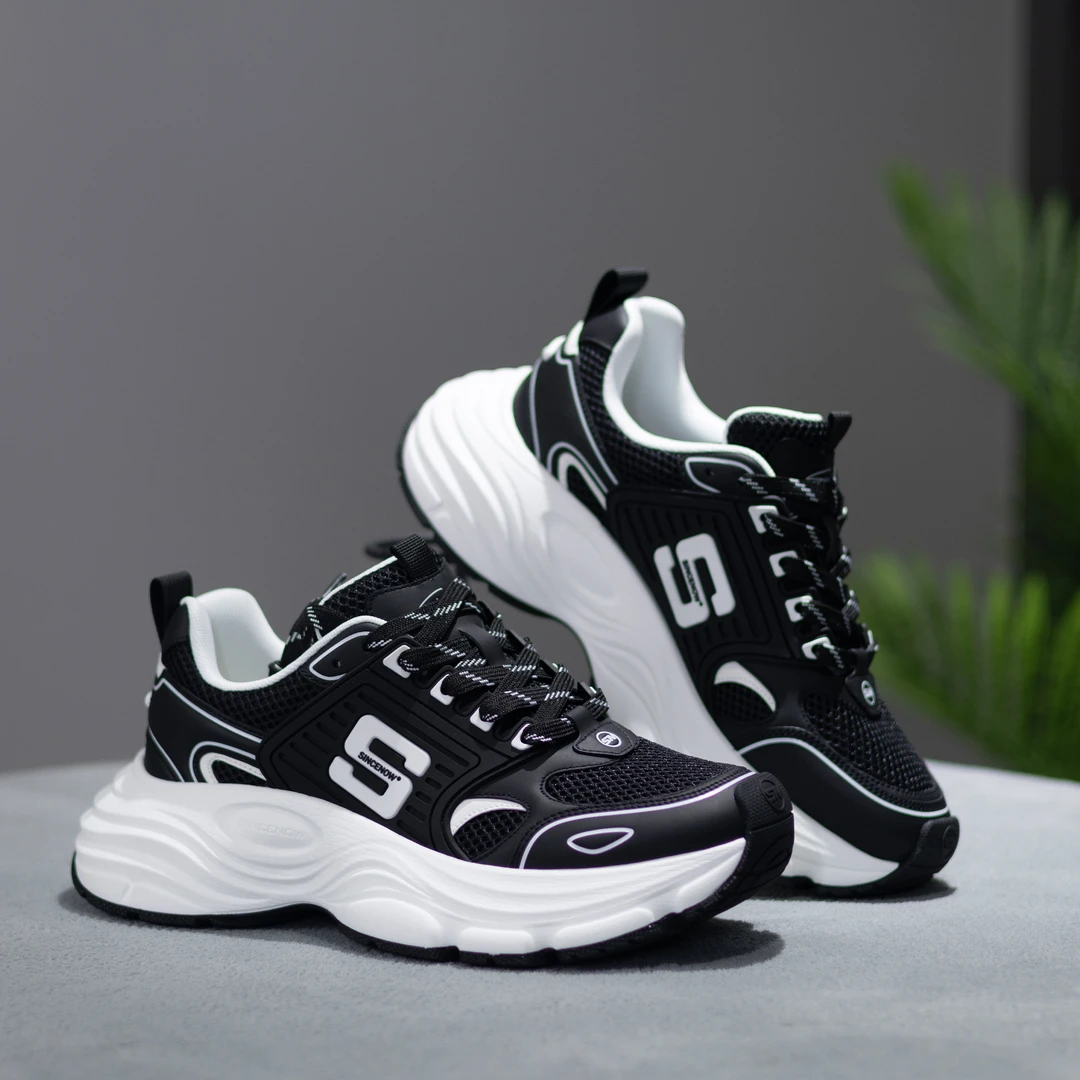 【光头佬】十年SINCENOW2025春夏新款黑色网面休闲老爹鞋