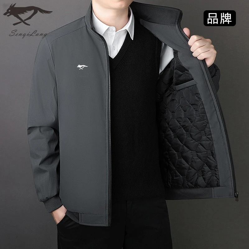 7匹男士断码狼秋冬立领棉服加厚中老年爸爸装夹克百搭休闲男外套