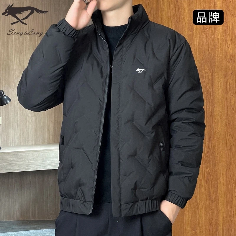 7匹男士断码狼冬季立领保暖棉服夹克防风修身时尚外套男鴨絨