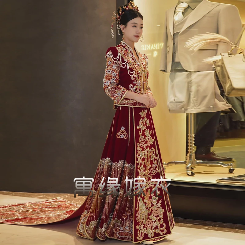 高档秀禾服2025新款新娘结婚敬酒服中式嫁衣女显瘦迎亲出阁服秋冬