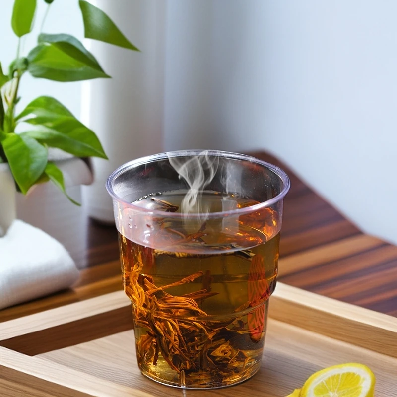 一次性杯子透明喝水塑料杯中号茶杯加厚硬质品茶航空杯茶水杯家用