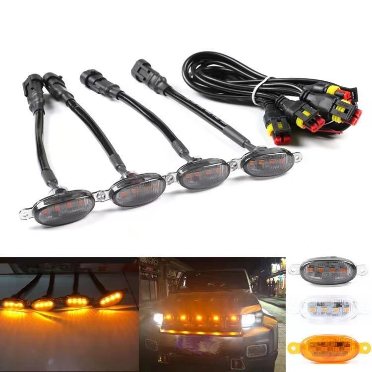 小黄灯12伏越野皮卡车SUV汽车中网改装通用警示灯led日行灯装饰灯