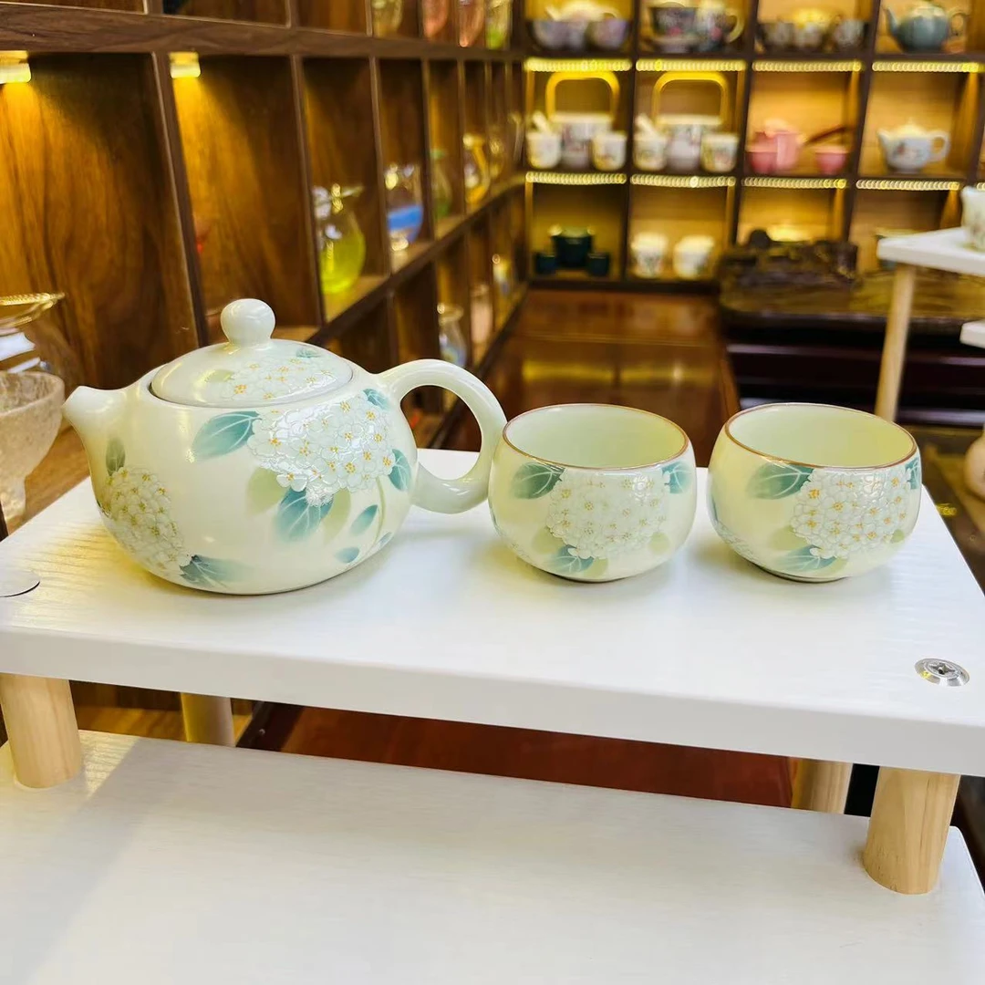 汝窑绣球花西施壶茶壶茶杯套装家用复古1045