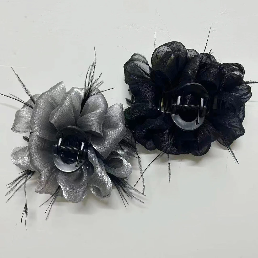 秋季新款蓬松云朵泡泡抓夹气网红气质黑色时尚双面法式