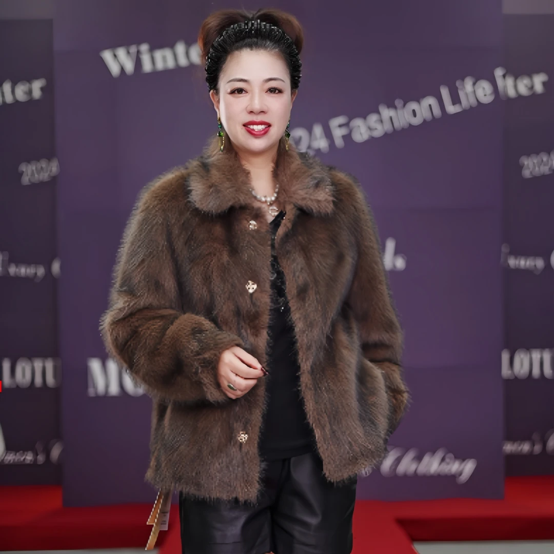 8007时尚气质黑色宽松百搭加厚保暖立领防风御寒秋冬女士厚外套