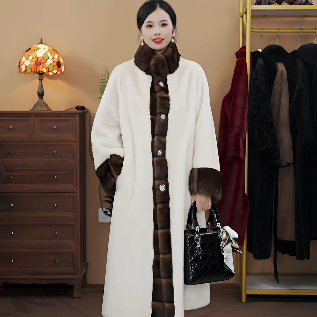 【月莲高端9117冬季海宁新款高端时尚女士加厚保暖外套