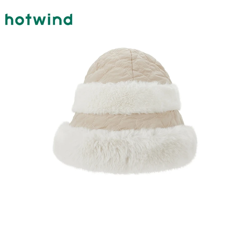 热风2024年冬季新款女士绗缝拼接厚盆帽P004W4410