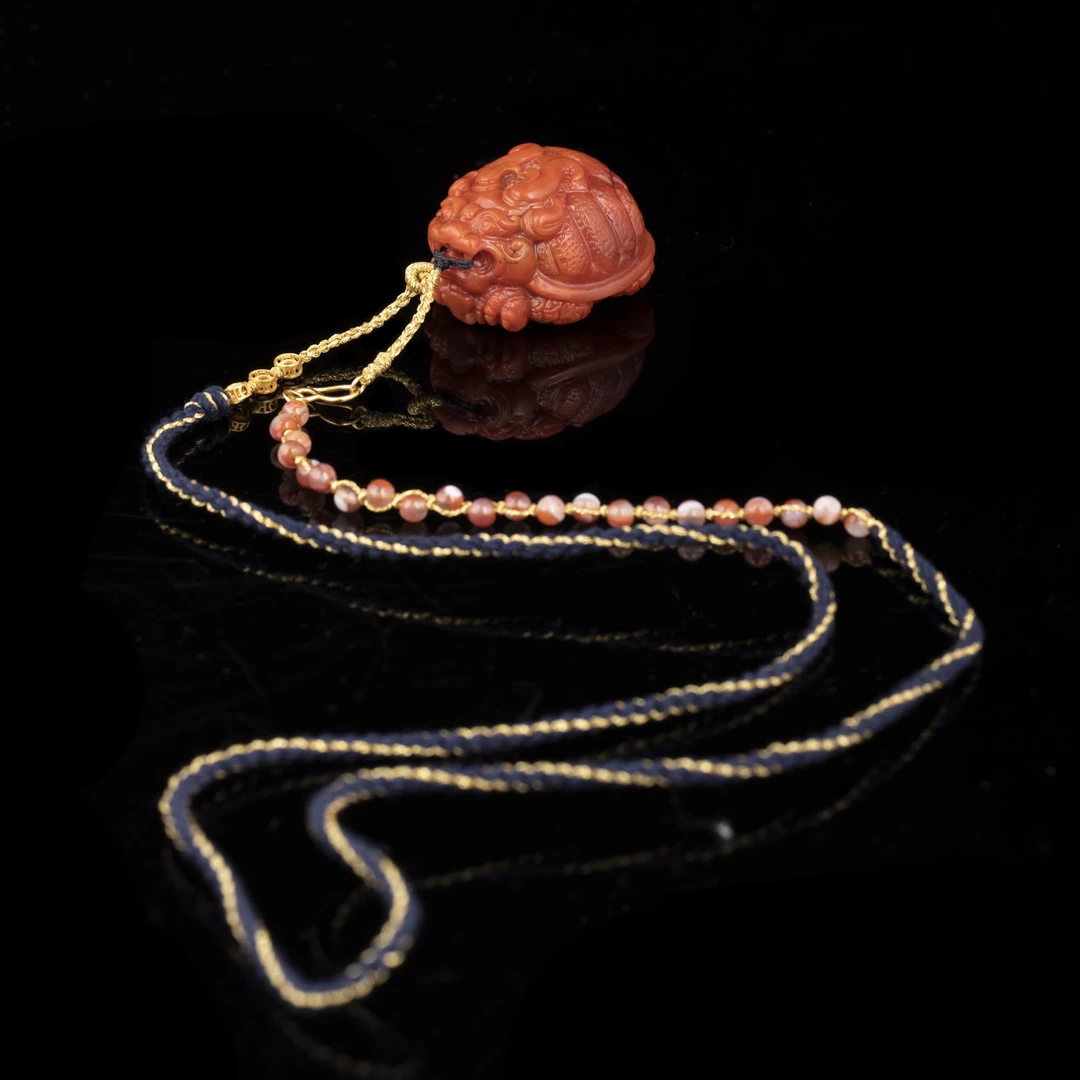 员格格【孤品】18K金/南红龙龟项链/ESS01431