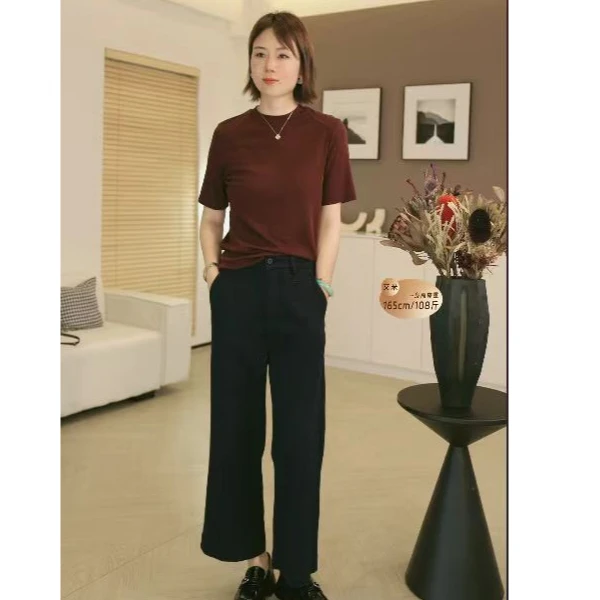 6007    艾米--【九分奶奶裤】欧货显瘦休闲弹力九分直筒裤