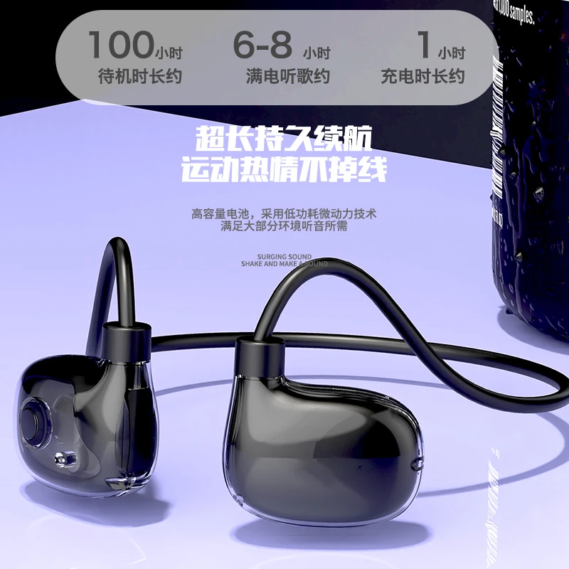 创意空气传导运动智护耳机机甲朋克风双通道后挂式通用降噪黑科技