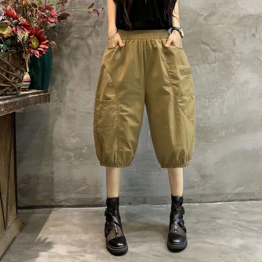 夏季女士短裤时尚洋气显瘦高腰减龄气质百搭七分裤薄款宽松休闲