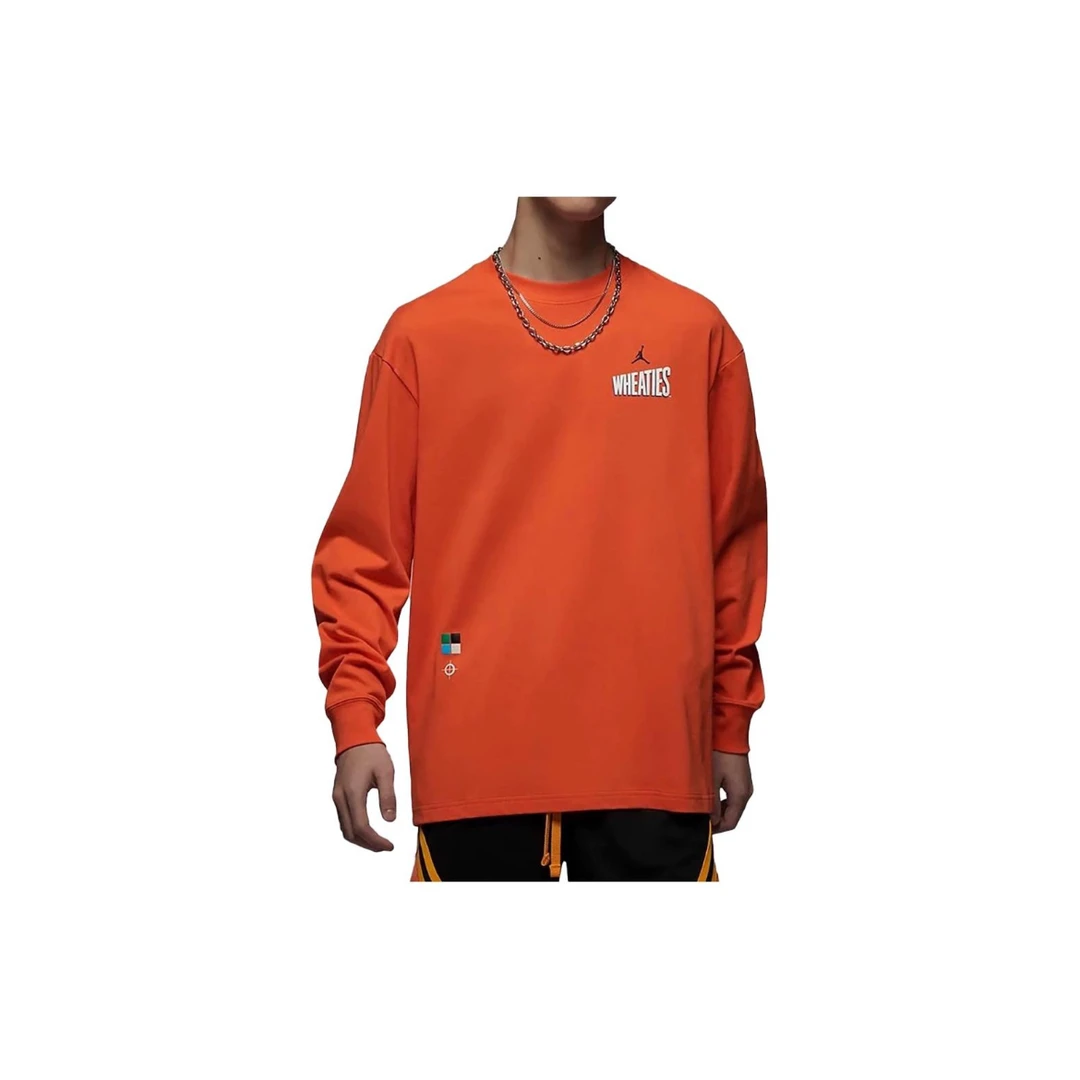 耐克（Nike）Jordan Logo印花圆领套头休闲运动透气长袖 男款 橙色