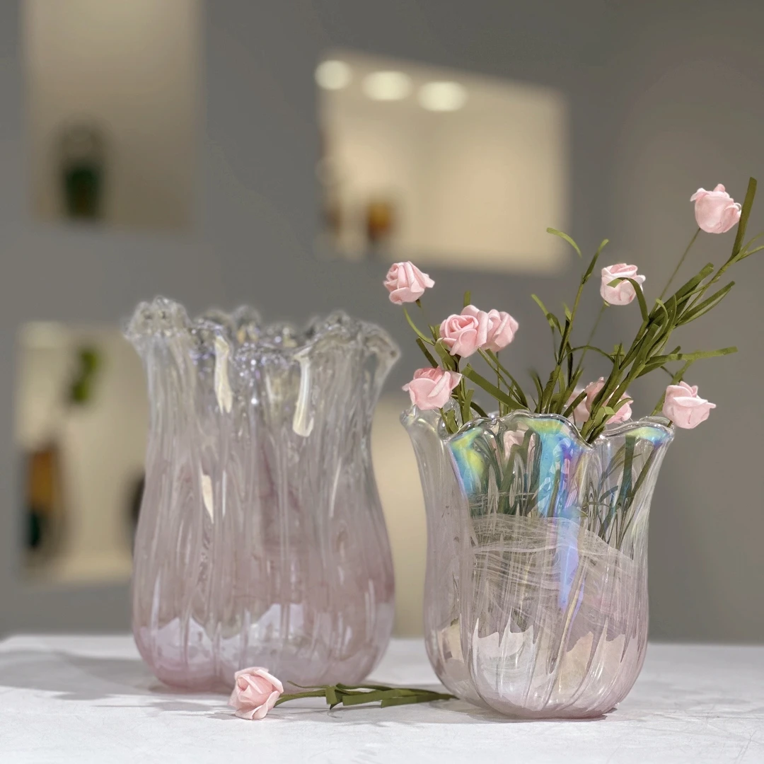 法式粉色创意轻奢乔迁之喜仪式布置摆件家居装饰品幻彩养花花器