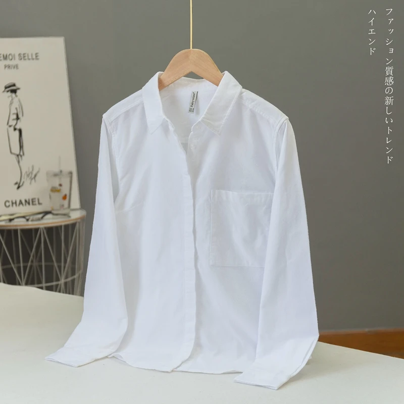 高级感高端白衬衫女长袖宽松大码新款休闲叠穿棉打底衬衣衫职业潮