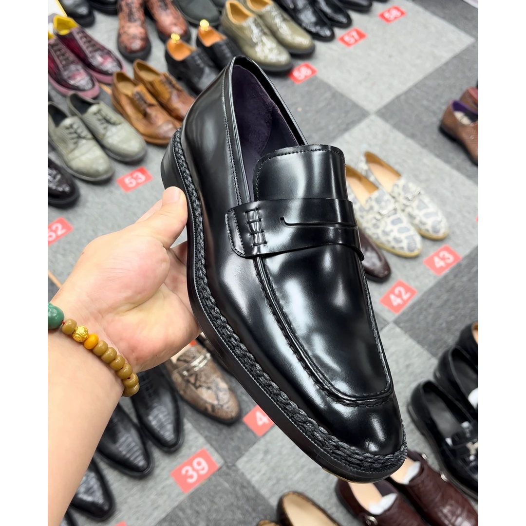 经典开口笑一脚蹬乐福鞋五线挪威缝男士百搭高端商务男鞋乐福鞋