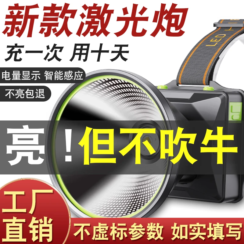 头灯强光超亮充电超长续航锂电户外手电筒远射激光头戴式夜钓鱼灯