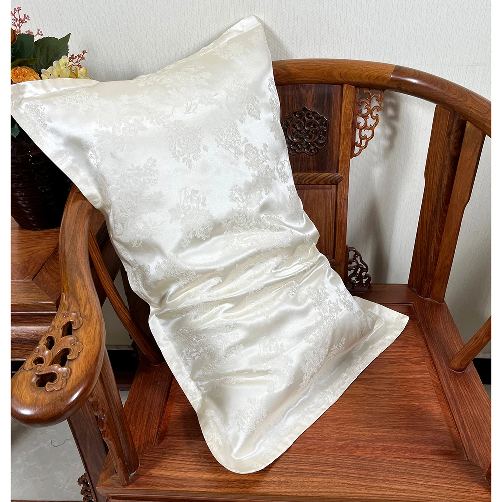 新款加厚真丝枕套 花萝纯色提花100%桑蚕丝枕头套枕皮手工睡枕