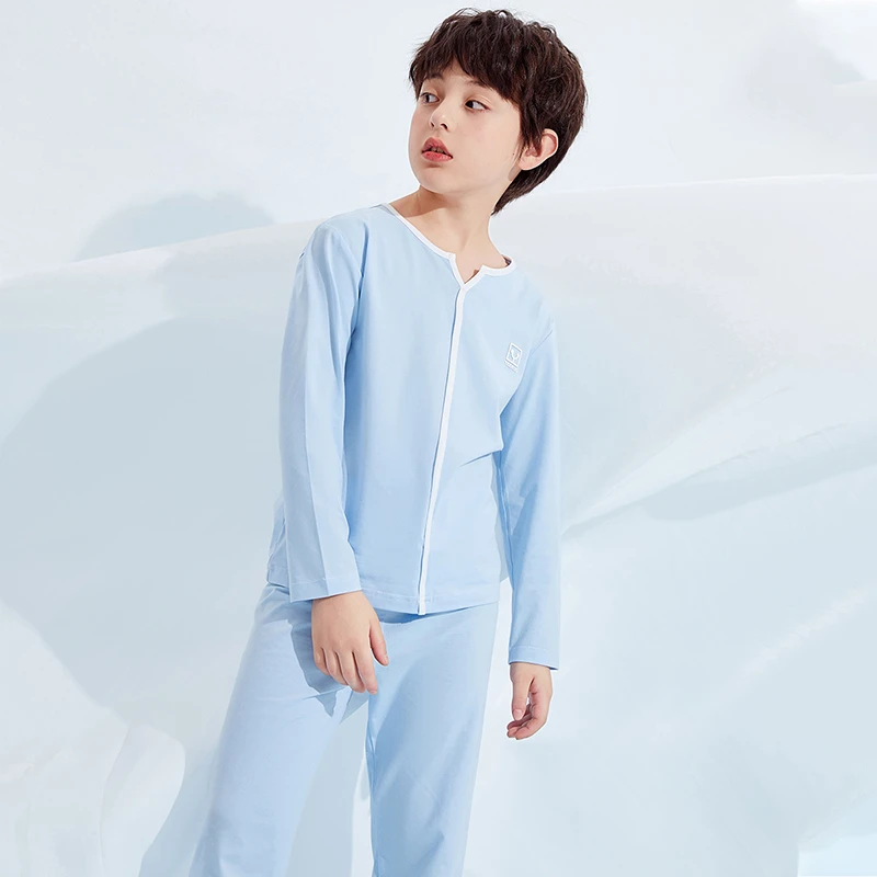 英氏睡衣儿童春秋薄款空调服男女童秋衣秋裤家居服睡衣套装