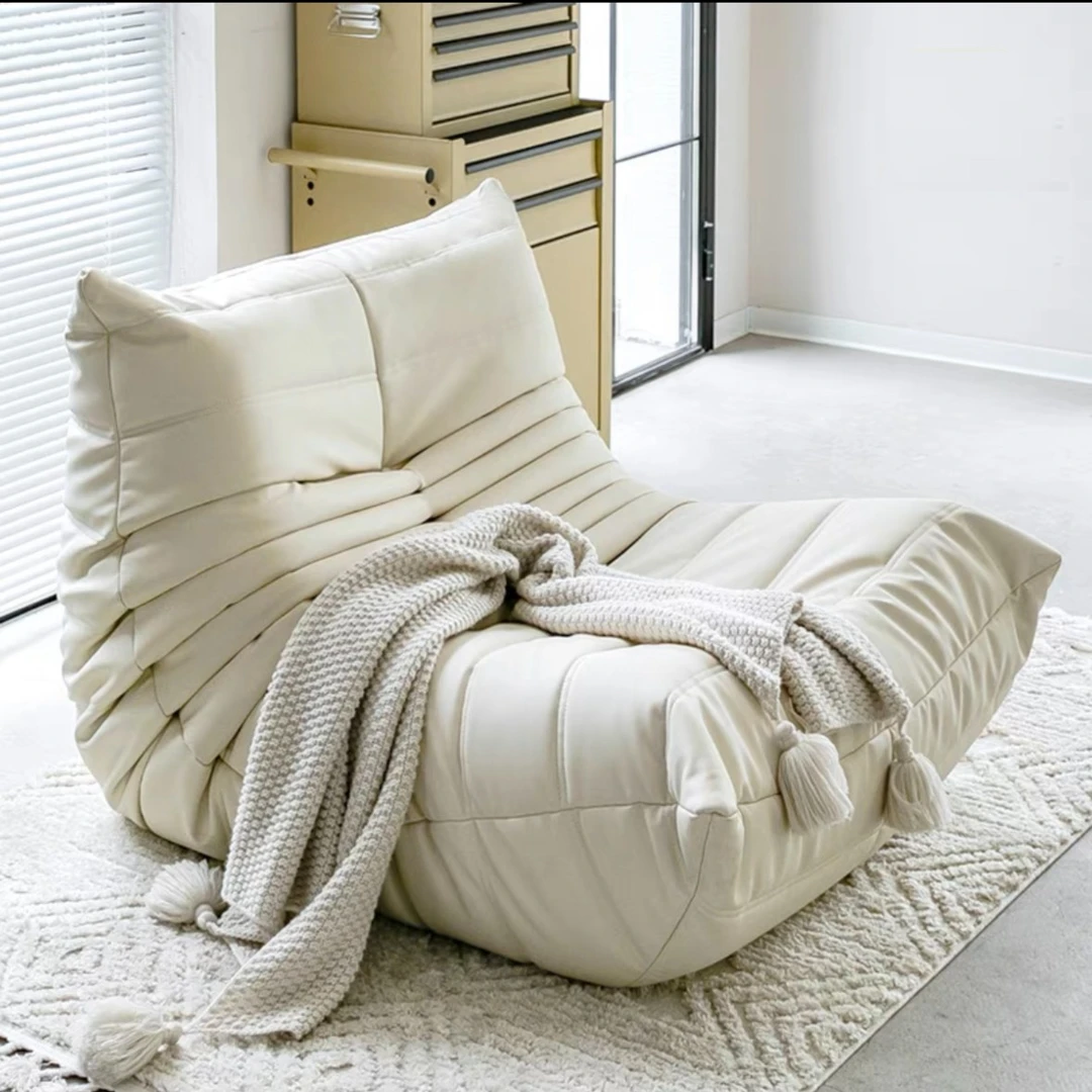 加厚乳胶版毛毛虫懒人沙发舒适简约意式客厅免洗绒布皮艺休闲沙发