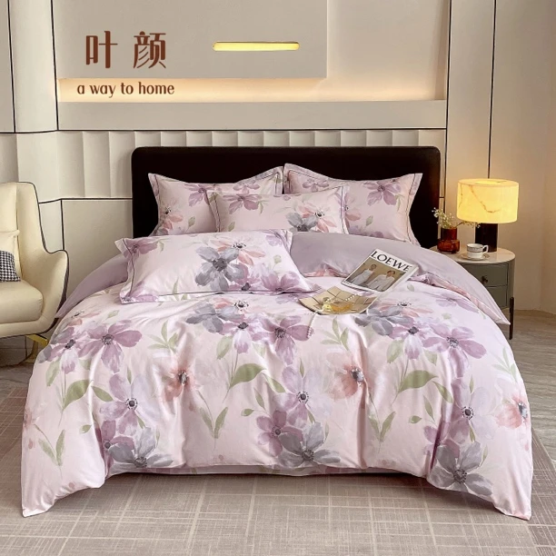 曼柔家纺轻奢高档全棉磨毛床上四件套秋冬季加厚/床单花边随机