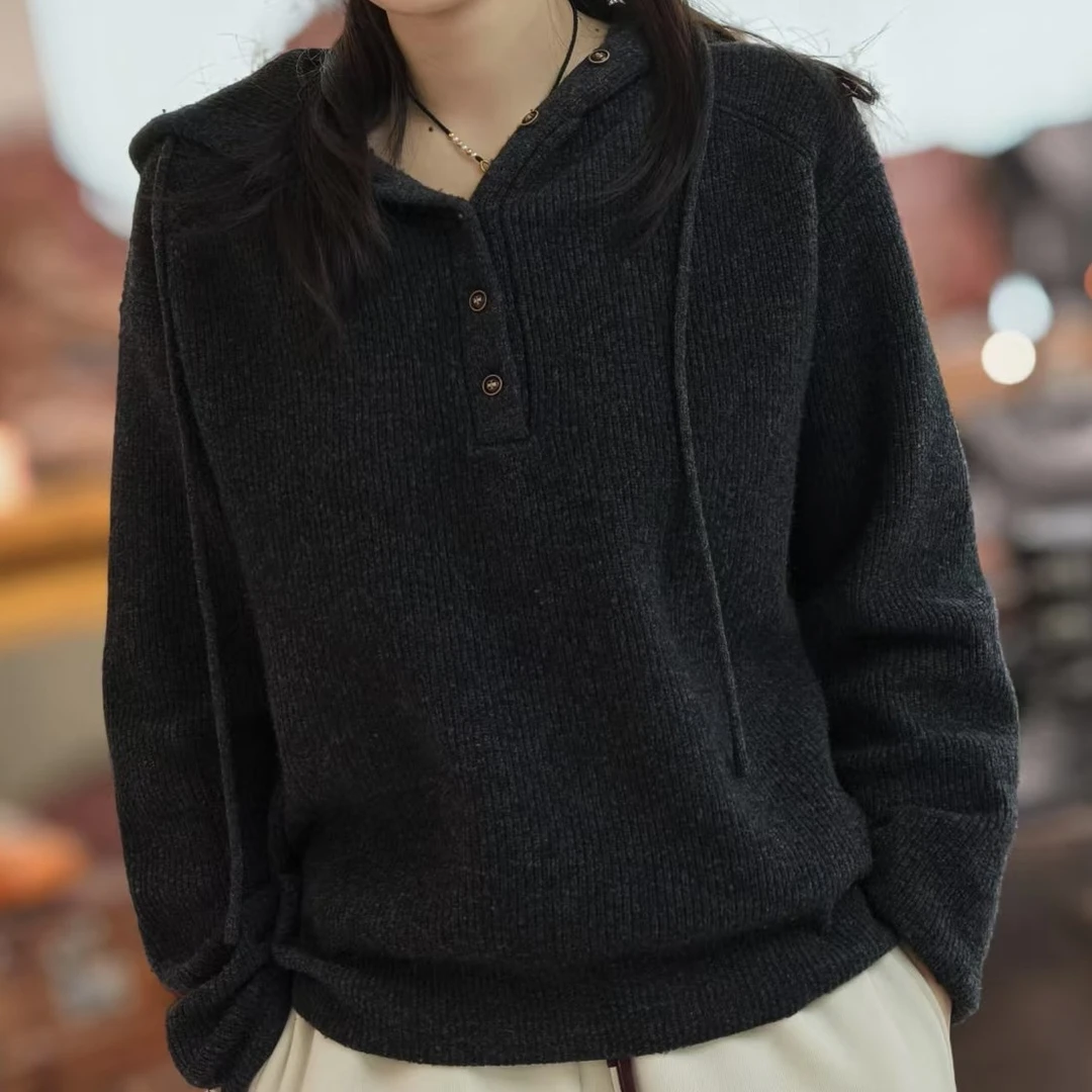 HALUNGLE/海伦格丽18-002     百搭秋季休闲连帽打底衫