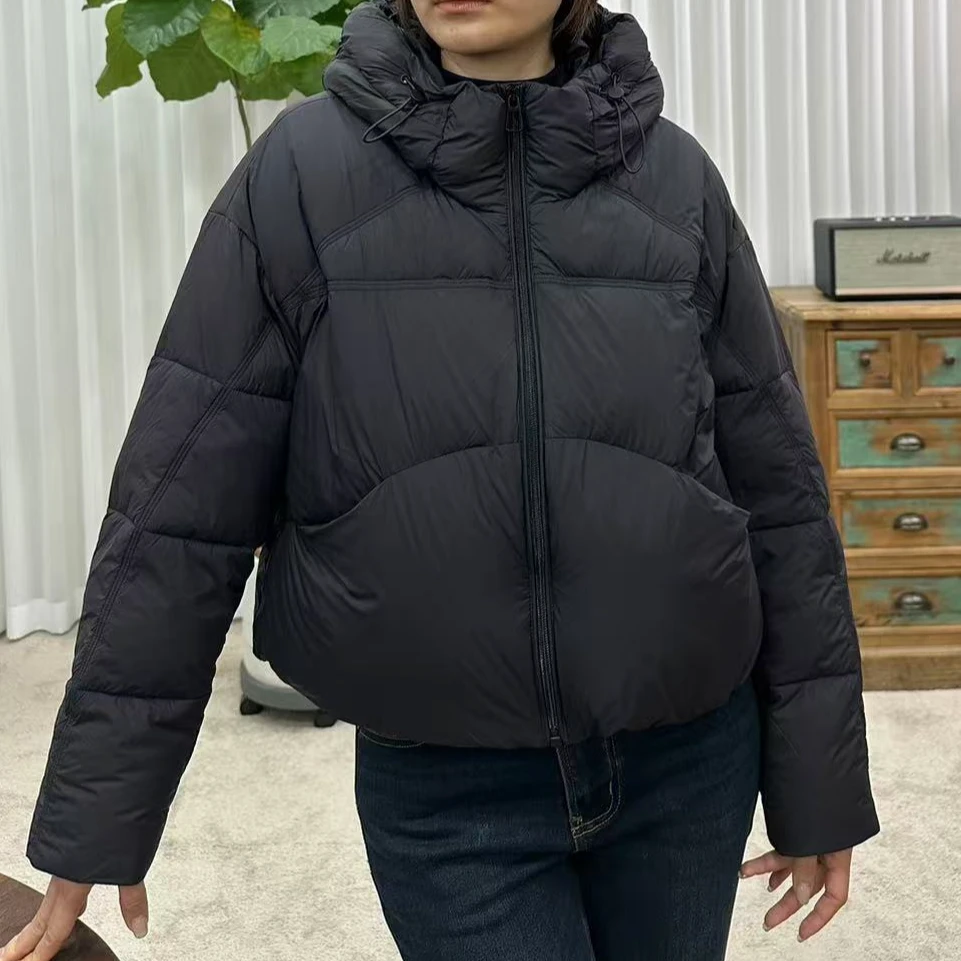 HALUNGLE/海伦格丽  YR052  时尚休闲冬季抽绳连帽羽绒服外套