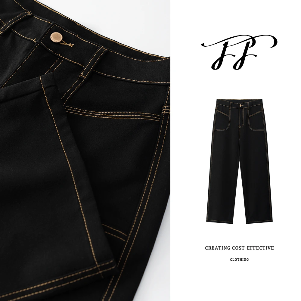 秋冬定制小个子专属女中高腰宽松窄版直筒牛仔裤F3026