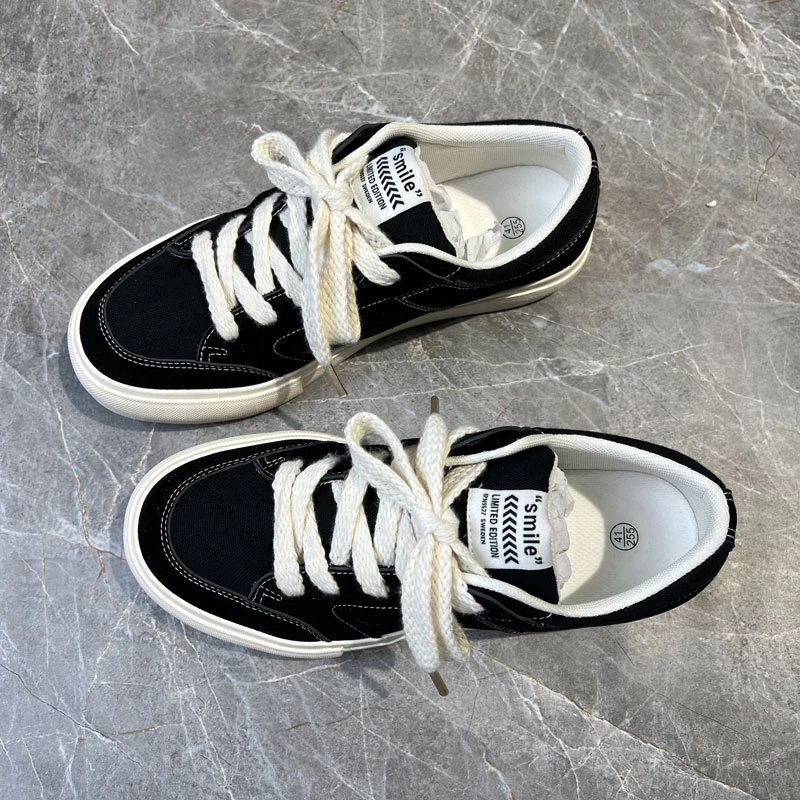 低帮平底黑色男士帆布鞋夏季潮流百搭休闲运动板鞋ins潮鞋子男鞋