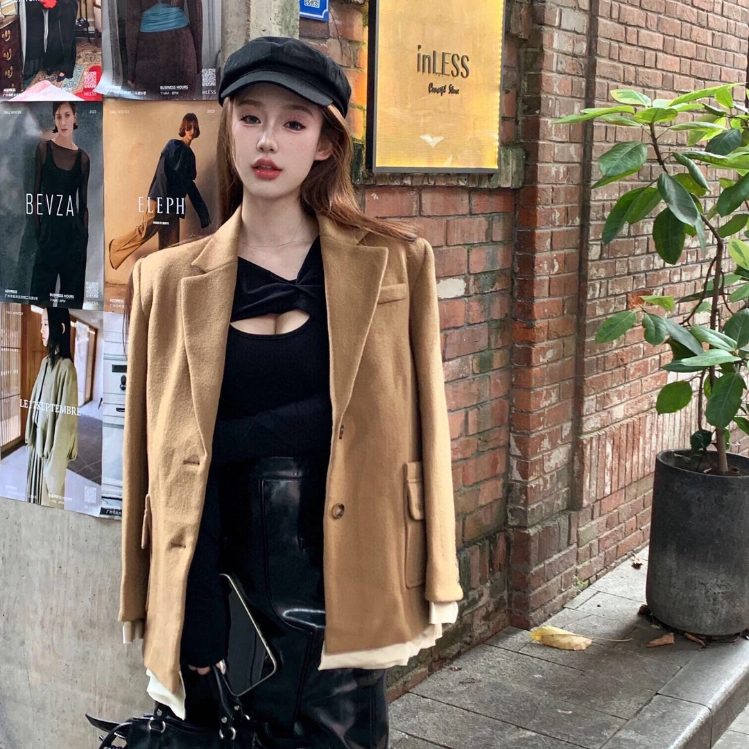 Vera Seriase设计师品牌 新款时尚卡其长袖韩版大衣
