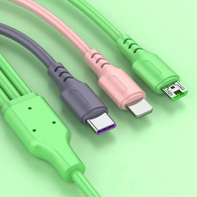 柏宣一拖三充电线快充通用适用苹果华为手机安卓数据线三合一多头