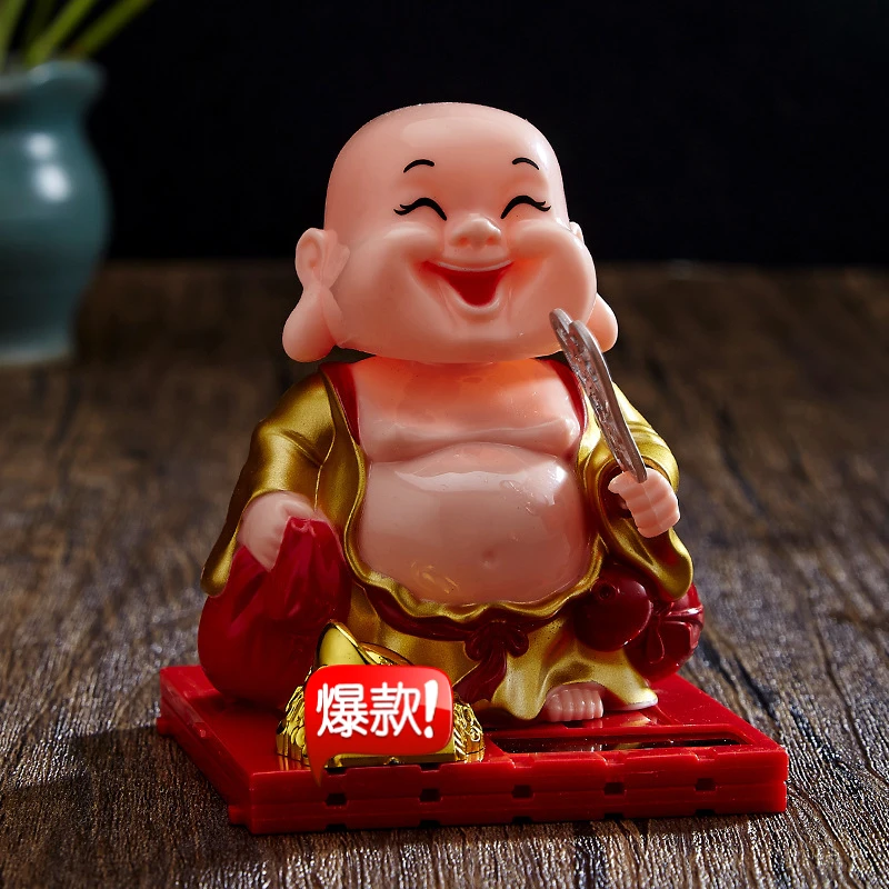 【福如海】弥勒佛车载摆件装饰品太阳能笑佛弥勒佛大肚弥勒佛车摆件