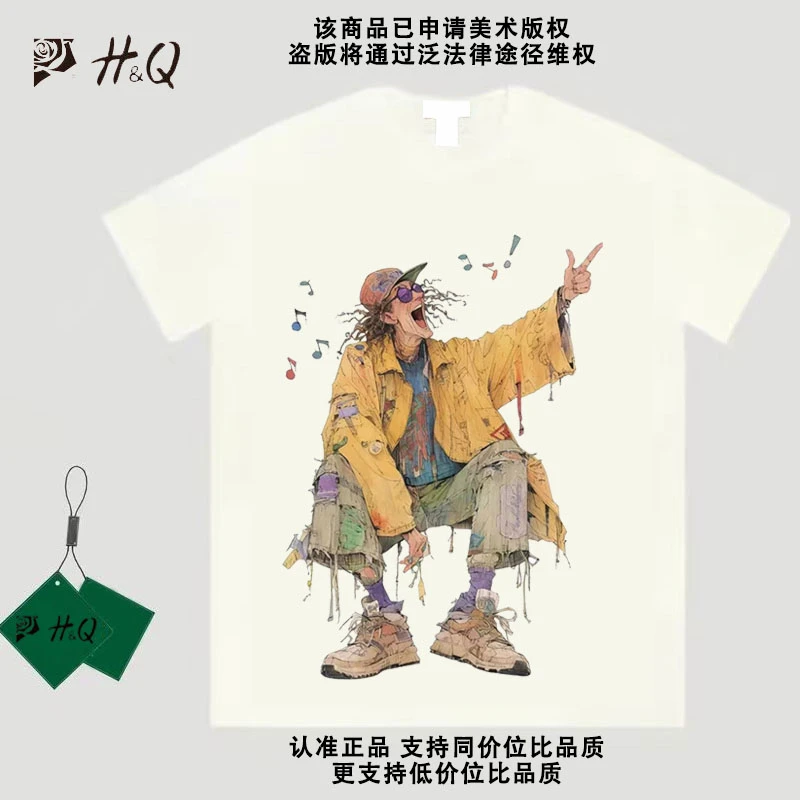 2024新款潮牌280g新疆棉纯棉T恤夏季休闲潮流卡通个性宽松百搭