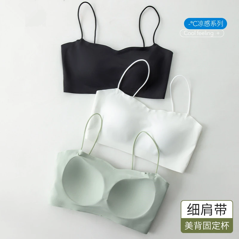 【全网热销十万件】夏季无痕美背一体吊带内衣女小胸背心文胸抹胸