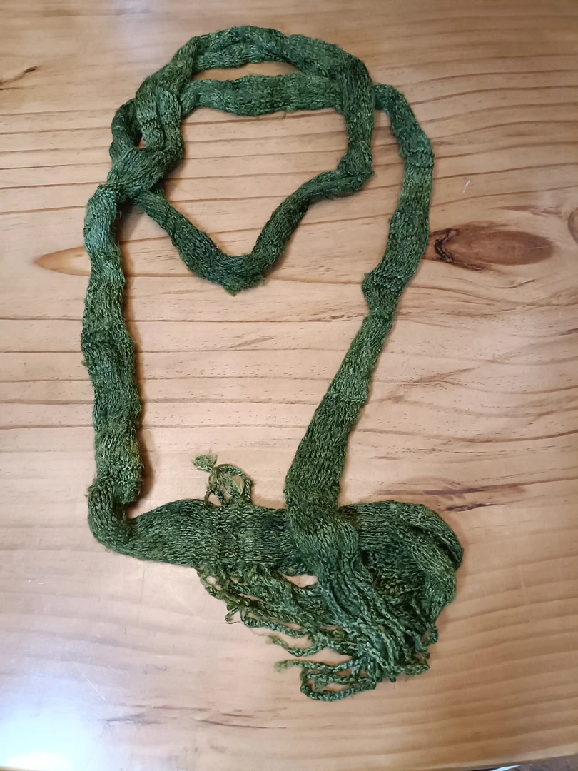 手工编织植物染色柞蚕丝围巾（2.5米长）