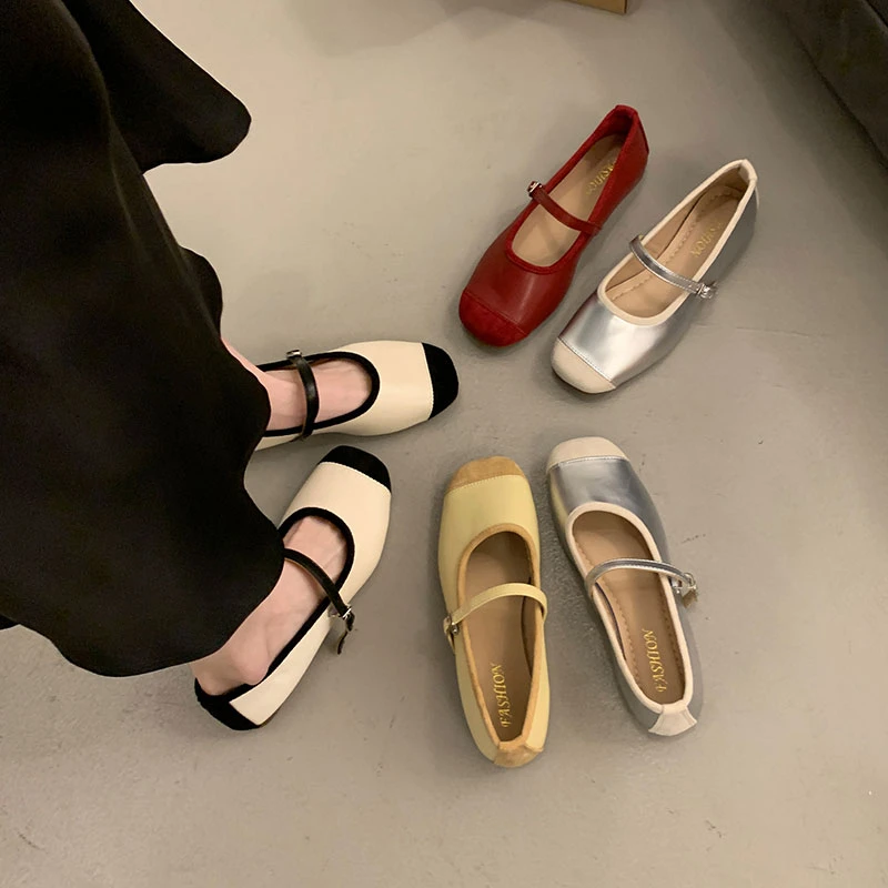 法式玛丽珍鞋女2024春夏新款银色温柔晚晚鞋配裙子单鞋子瓢鞋奶奶