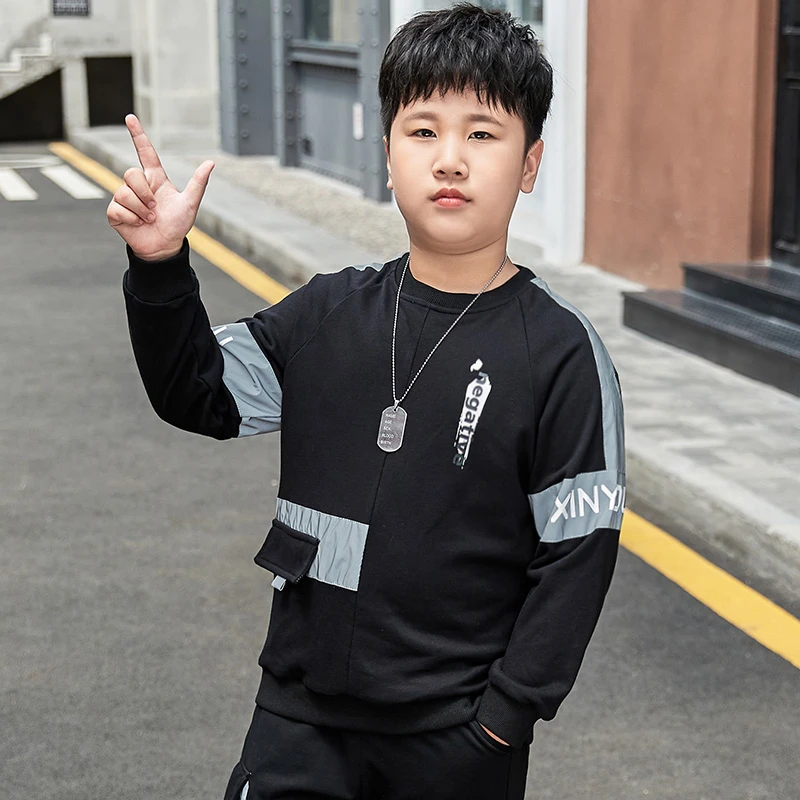 胖男童长袖t恤加肥加大宽松大童春秋儿童男打底秋季圆领E1TX4831