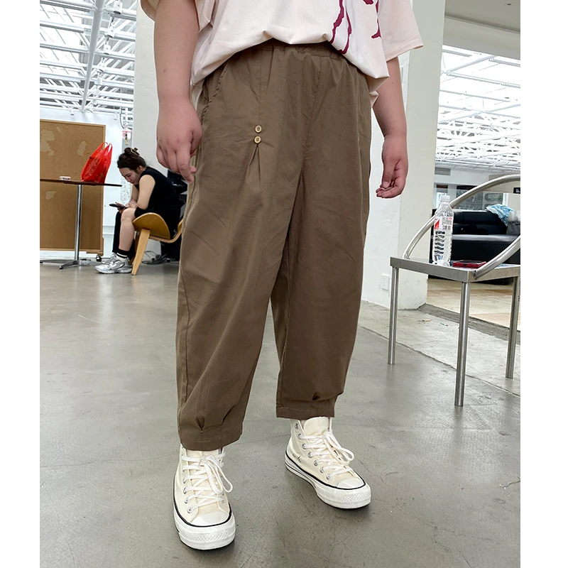 【自营号】胖童装加肥加大夏款软棉布九分裤宽松大码休闲中大童1752