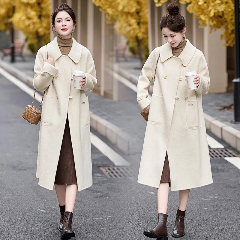 2024年秋冬新款气质双面羊毛大衣宽松显瘦韩版高端羊毛外套上衣女