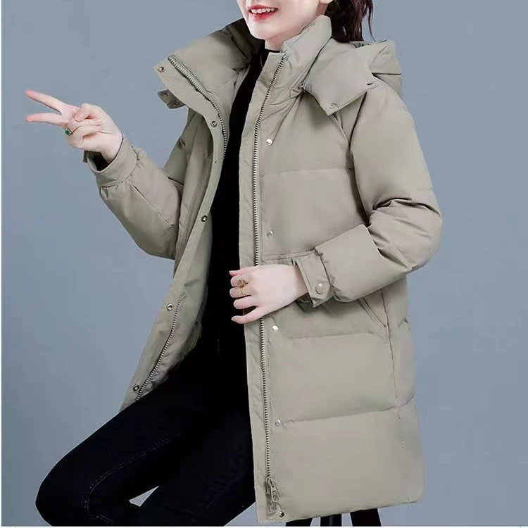白鸭绒女士中长款显瘦防风防水加厚保暖外套冬装