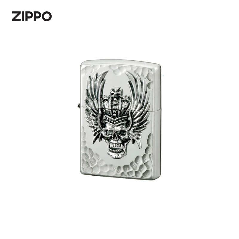 ZIPPO打火机正版 王者桂冠-银 男士复古个性贴章骷髅防风打火机