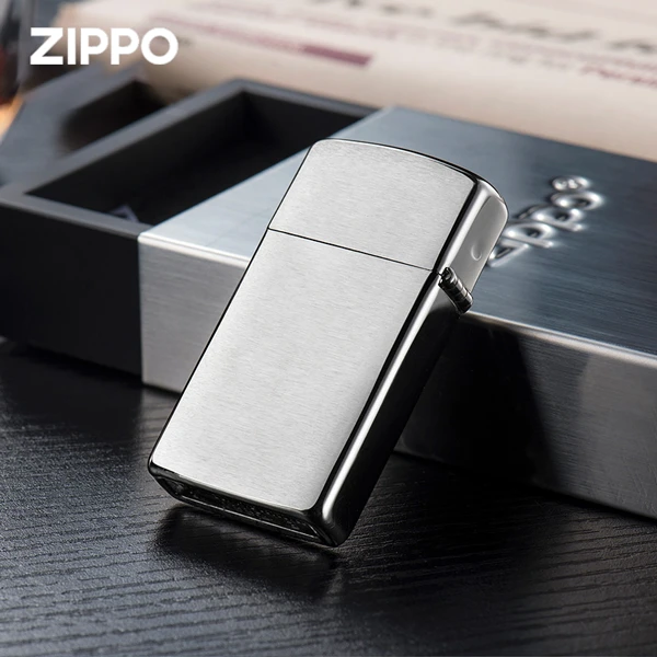ZIPPO正品打火机纤巧沙子拉丝男士简约经典爆款个性防风窄机