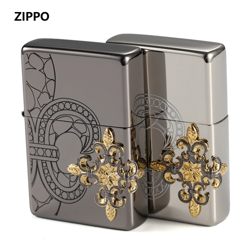 ZIPPO正品打火机童军花金色徽章男士礼物经典个性防风打火机
