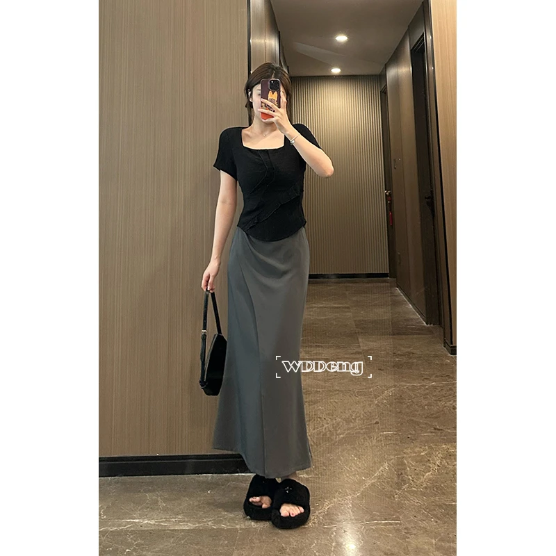 【现货款】王等等【极地晨光】显瘦夏季不规则短袖时尚小衫U224D07976