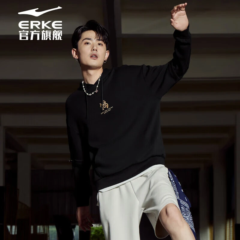 鸿星尔克时尚连帽套头衫跑步运动-51222302119-qw-xa