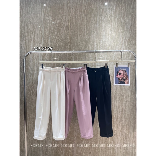 2188  高腰卷边直筒裤