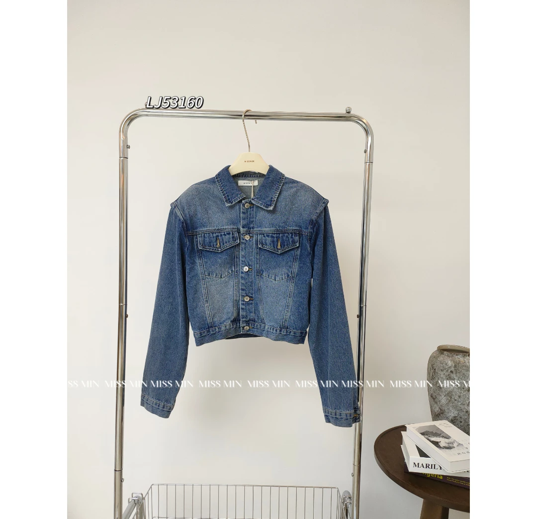 MISS MIN 实复古压褶设计感牛仔外套小众外套长袖时尚百搭LJ53160