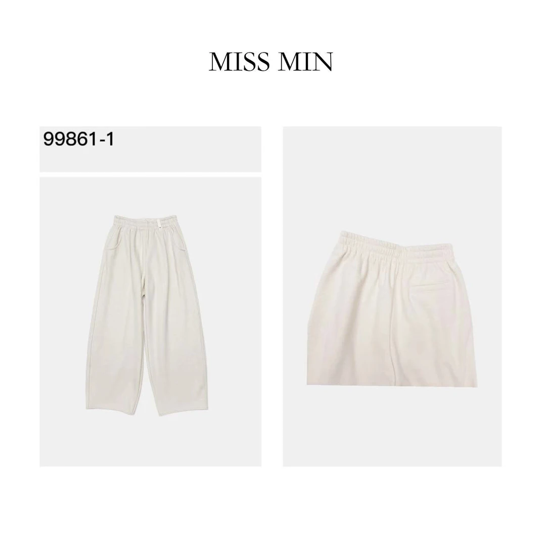 MISS MIN 99861-1 洋气简约慵懒秋冬高腰休闲宽松运动卫裤阔腿裤
