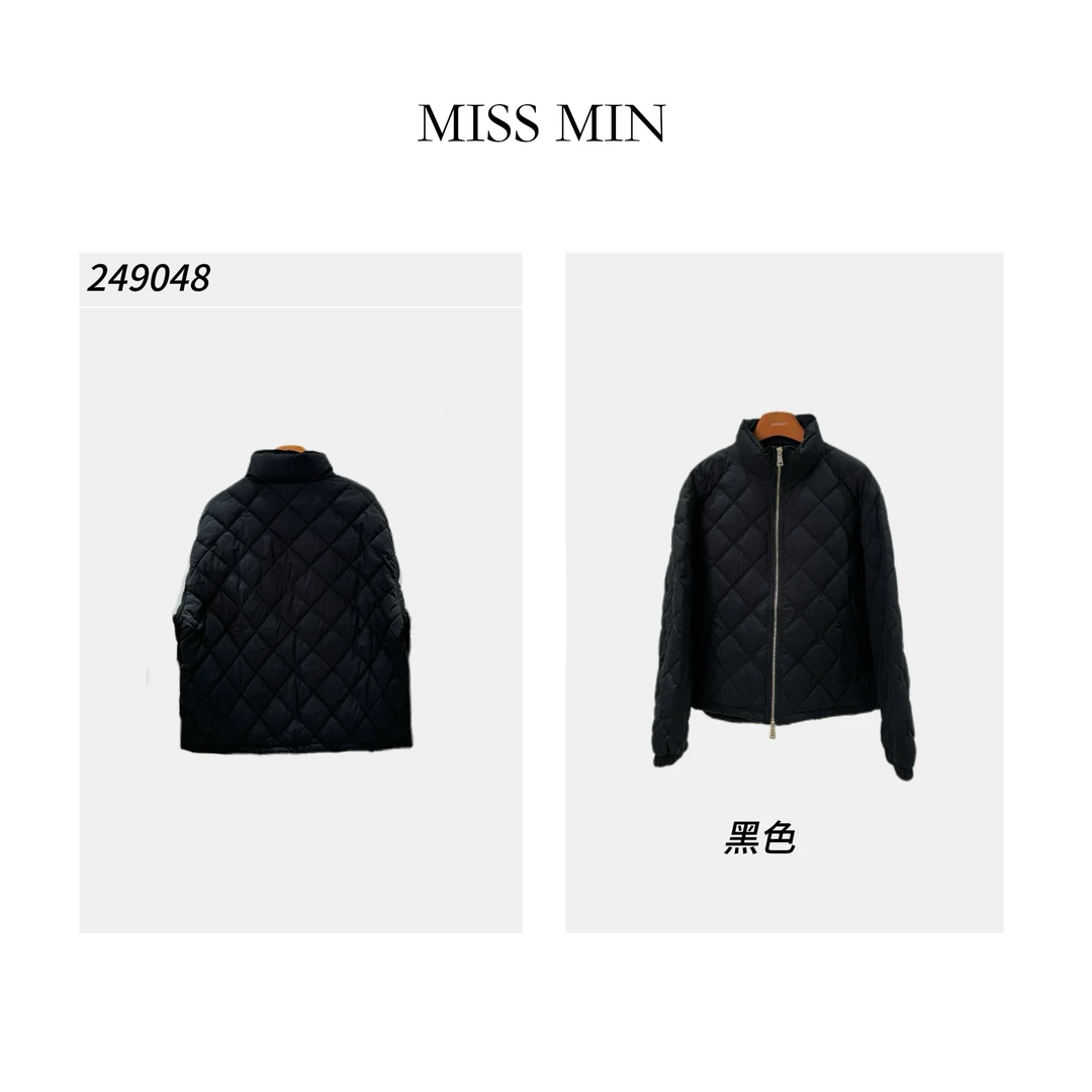 MISS MIN 249048 韩版立领白鸭绒菱形格羽绒服宽松百搭设计感保暖