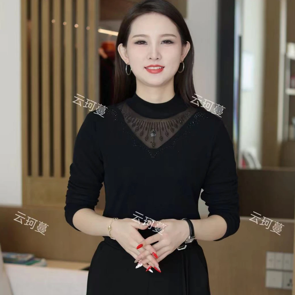 云珂蔓品牌百搭修身时尚洋气气质显瘦冬季加绒半高领保暖打底衫